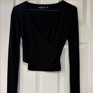 Abercrombie & Fitch Black Long Sleeve Wrap Top